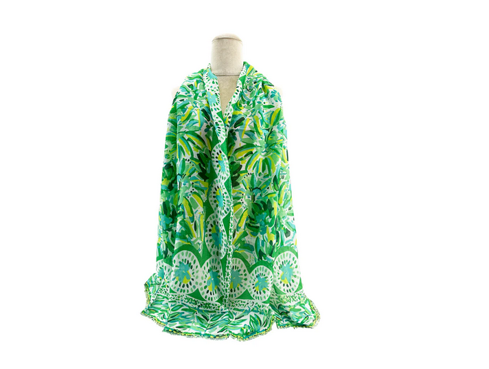 Sf2495-043 Soft Art Floral Print Scarf Green