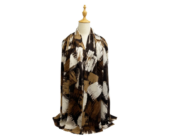 Sf25115-290 Abstract Paint Strokes Scarf Brown