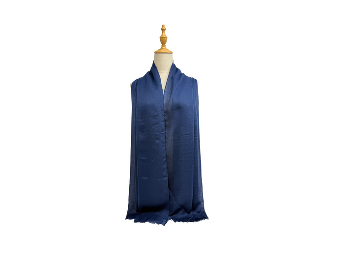 Sf2575-159 Plain Silky Scarf Navy