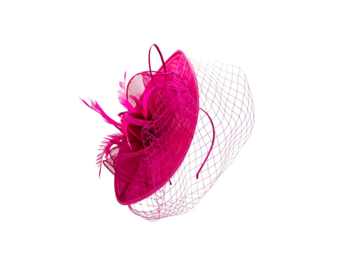 Sfc12678-28 Bowknot Disc Head & Veil Fushia