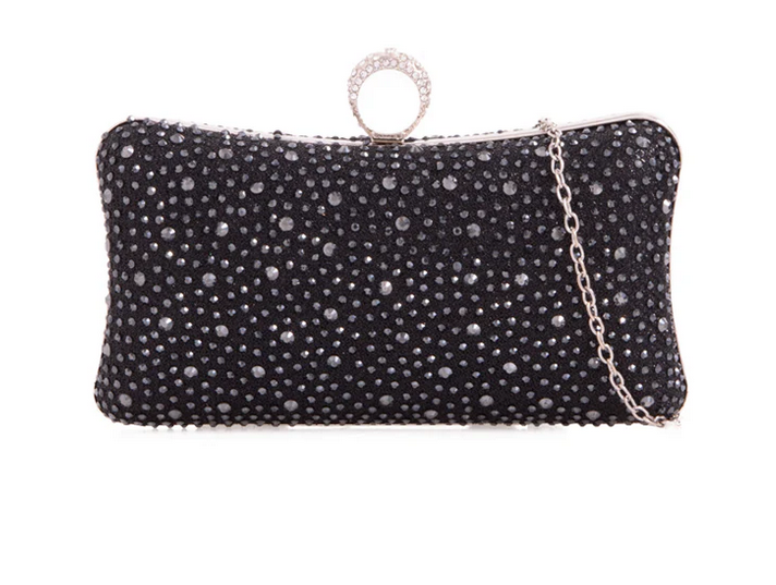 Tl2584 Ring Clasp Small Hard Clutch Bag Black