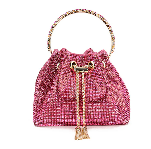 Z2920-1 Bling Bracelet Handle Draw Bag Fushia