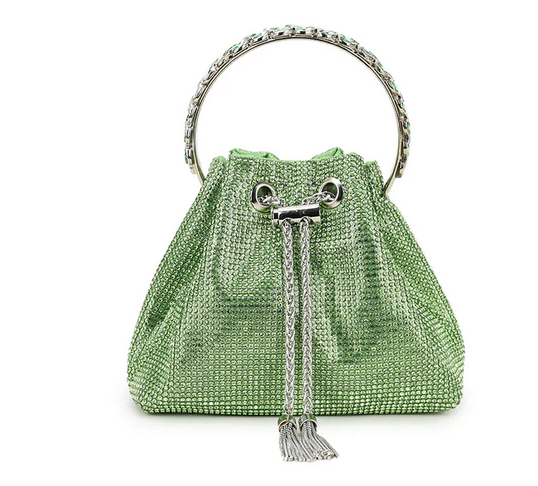 Z2920-1 Bling Bracelet Handle Draw Bag Green