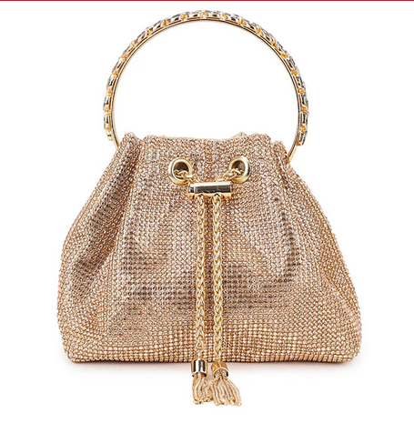 Z2920-1 Bling Bracelet Handle Draw Bag Rose Gold