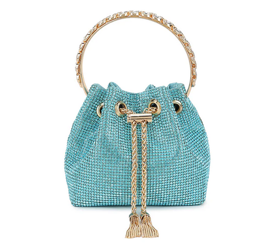 Z2920-1 Bling Bracelet Handle Draw Bag Teal