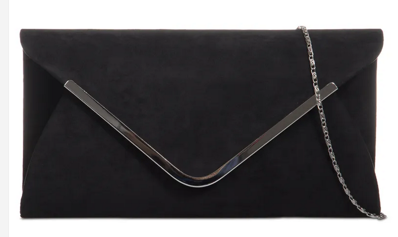 Z320 Faux Suede Envelope Style Clutch Ba Black