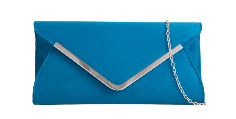 Z320 Faux Suede Envelope Style Clutch Ba Blue