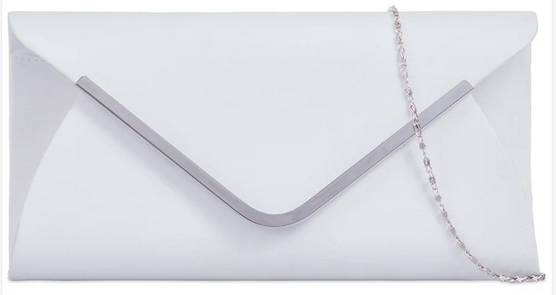 Z320 Faux Suede Envelope Style Clutch Ba White