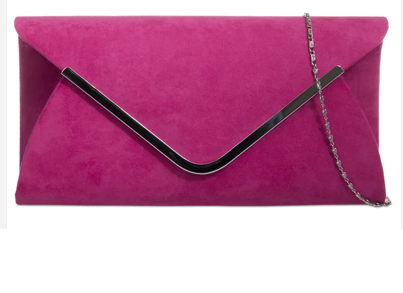 Z320 Faux Suede Envelope Style Clutch Ba Fuchia