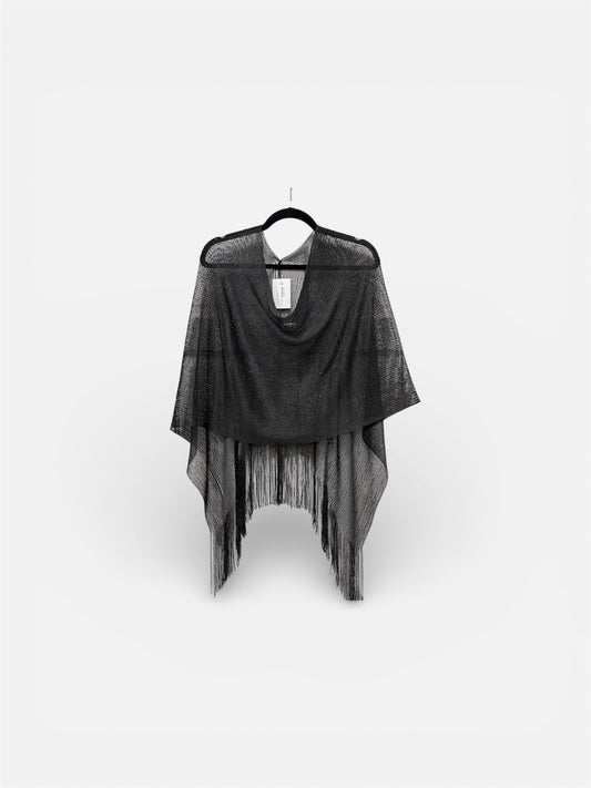 Sc2404128165195633 Glitzy Fringed Poncho Black