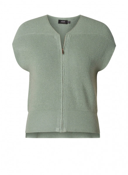 0004256 S/L Zip Up Chunky Knit Cardigan Mint