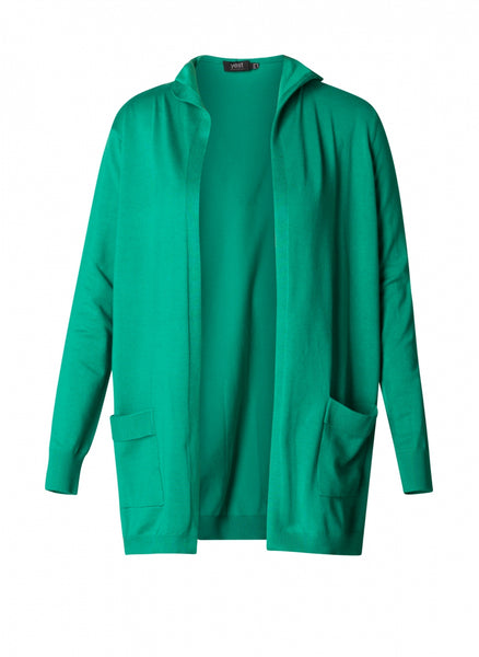 0004344 Hooded W/Fall Long Cardigan Kelly Green