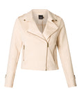 0004836 Femque Faux Suede Biker Jacket Beige