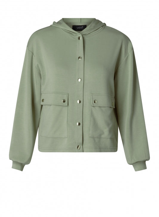 0005238 Stretch Hooded Lounge Jacket Sage Green