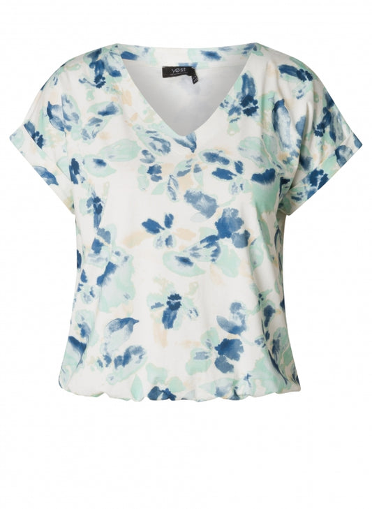 0005279 Elastic Bottom Print Cap Slve To White/Blue