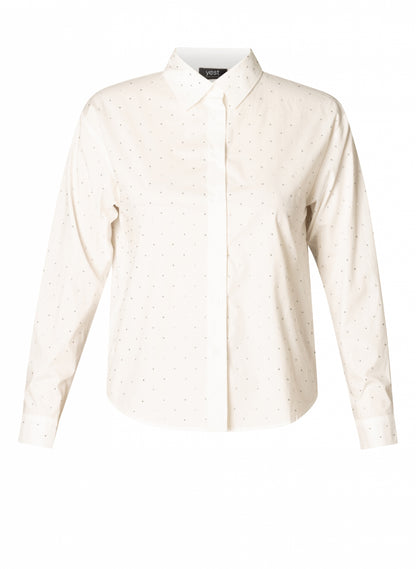 0005723 Stud Detail Cotton Blouse White