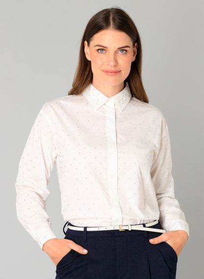0005723 Stud Detail Cotton Blouse White