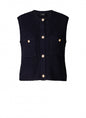 5738 Waistcoat Gold Buttons Knit Navy