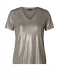 0005749 Glittery V-Neck S/S Top Silver