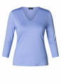 5766 V-Nck 3/4 Sleeve Top Light Blue