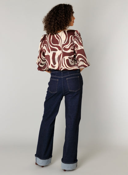 0005790 Silky Printed 3/4 Slve Dressy To Beige/Wine