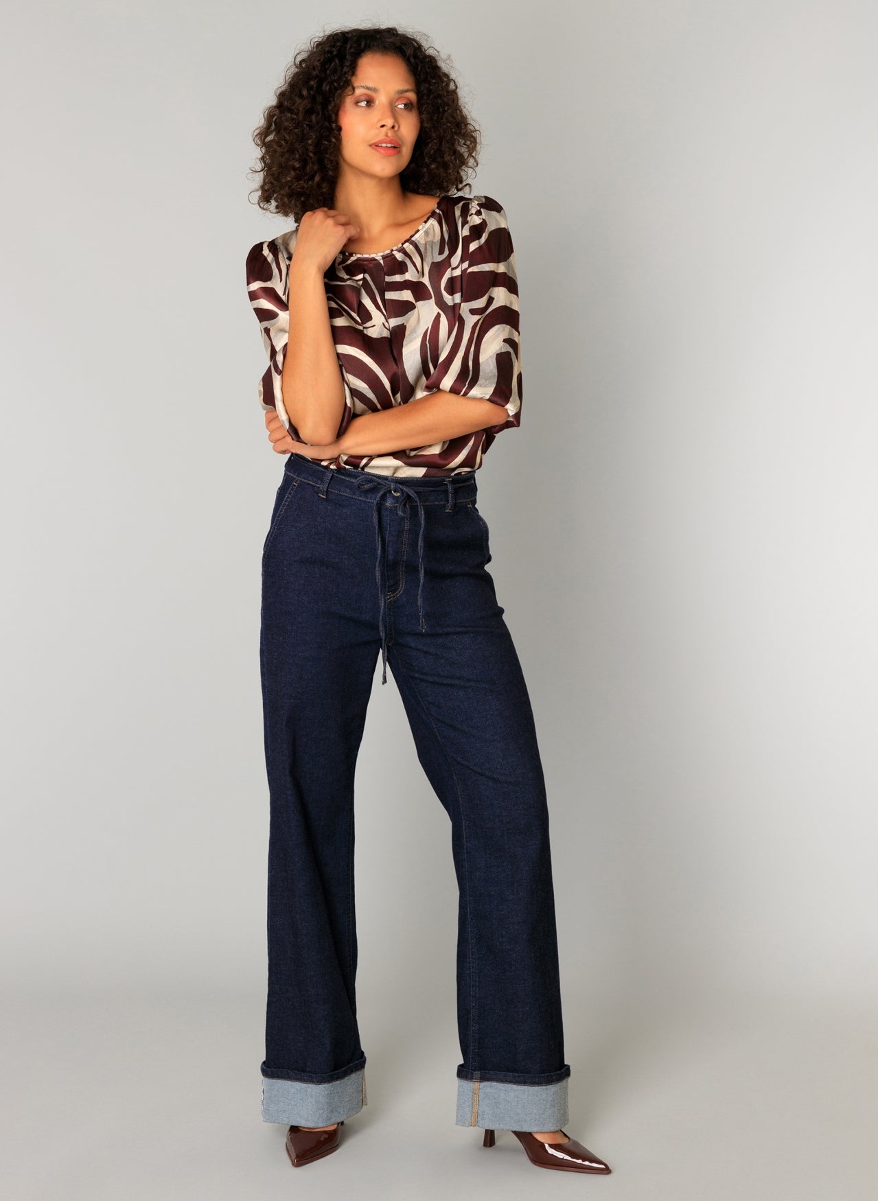 0005790 Silky Printed 3/4 Slve Dressy To Beige/Wine