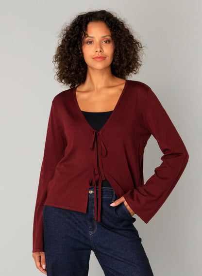 0005824 Camile Double Tie Fine Knit Card Bordeaux