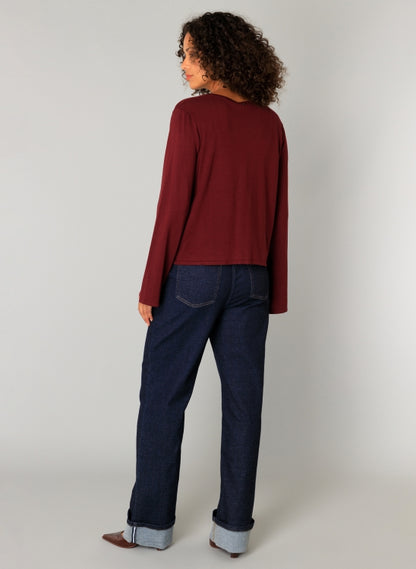 0005824 Camile Double Tie Fine Knit Card Bordeaux