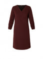 0006001 A-Line Mock Wrap Day Dress Bordeaux