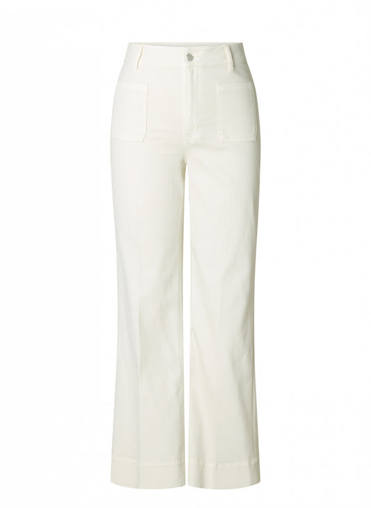 0006068 Wide Leg Patch Pocket Jeans Cream