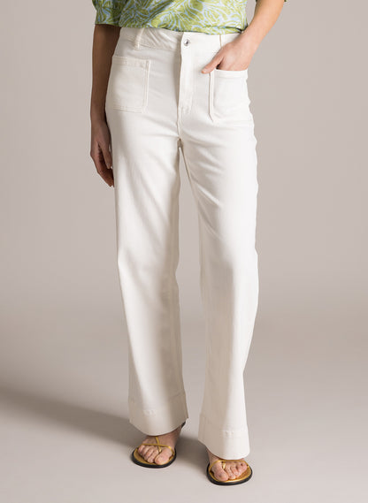 0006068 Wide Leg Patch Pocket Jeans Cream
