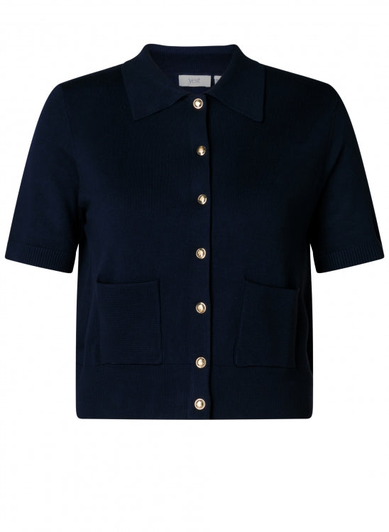 Llira 6100 Sh/Sl Cardi With Front Pocket Navy