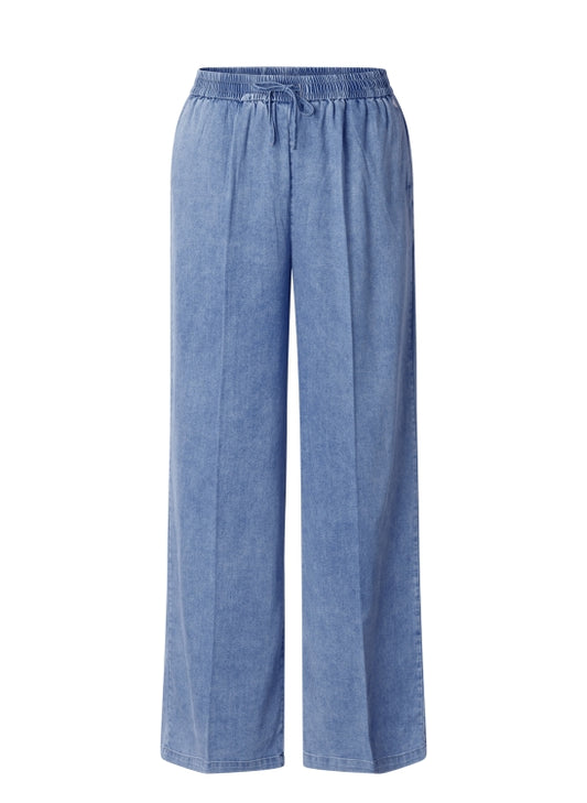 0006151 ELASTIC PULL UP WIDE LEG JEANS Light Denim