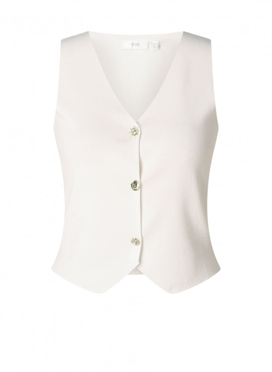 0006157 Tiara Fine Knit Button Top/Wcoat Winter White