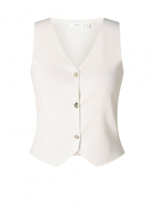 0006157 Tiara Fine Knit Button Top/Wcoat Winter White