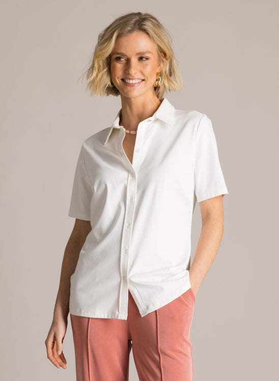 0006182 Olimpia S/S Heavy Blouse Winter White