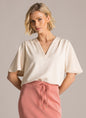 Kiera 6188 Sh/Sl V Neck Soft Feel Top Nude