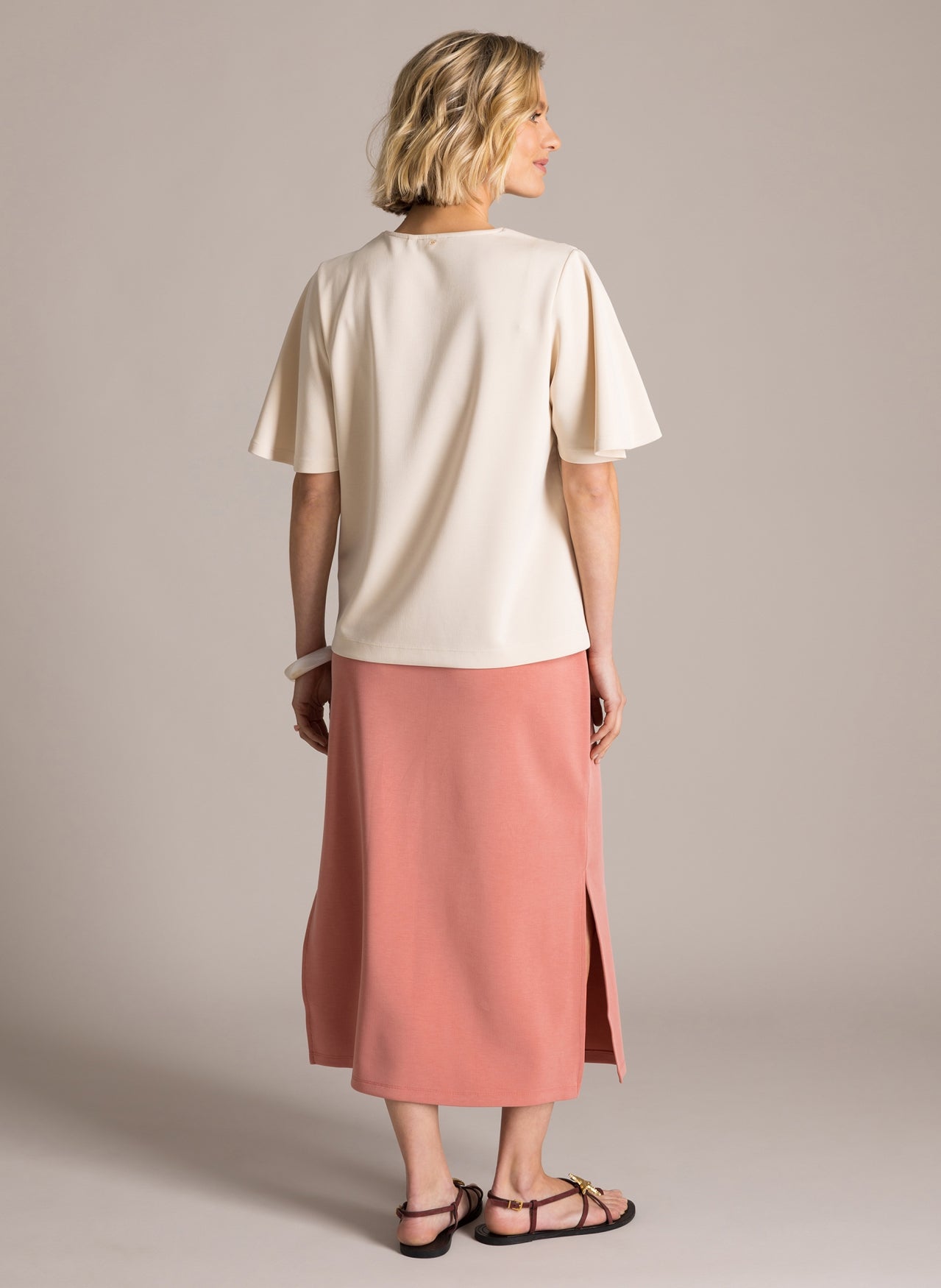 Kiera 6188 Sh/Sl V Neck Soft Feel Top Nude