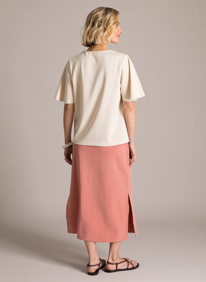 Kiera 6188 Sh/Sl V Neck Soft Feel Top Nude