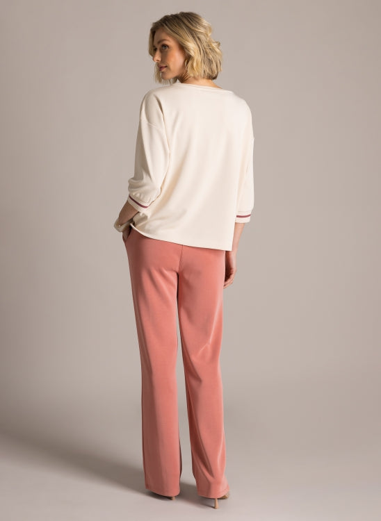 Kyria 6189 Loose Fit Sh/Sl Band Sleeve Nude/Plum