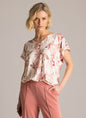 6209 V Neck Sh/Sl Print Tshirt Wine/Cream