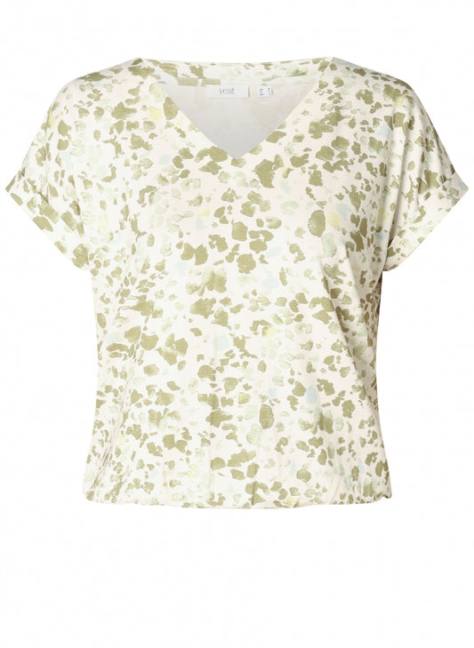 0006214 S/S Elastic Bottom Printed Top Green