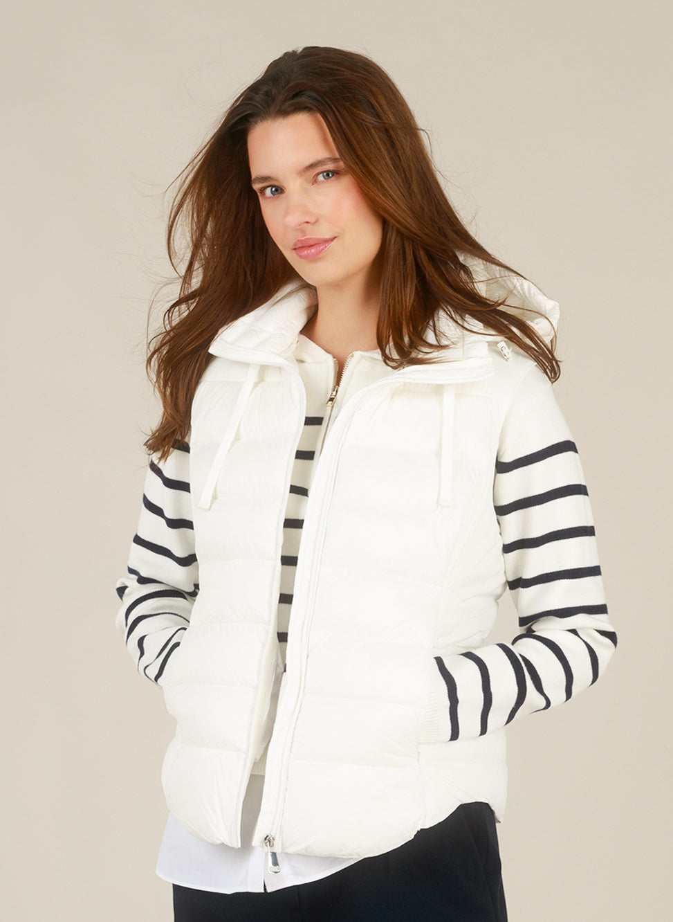 0006236 Padded Hood Casual Gilet White