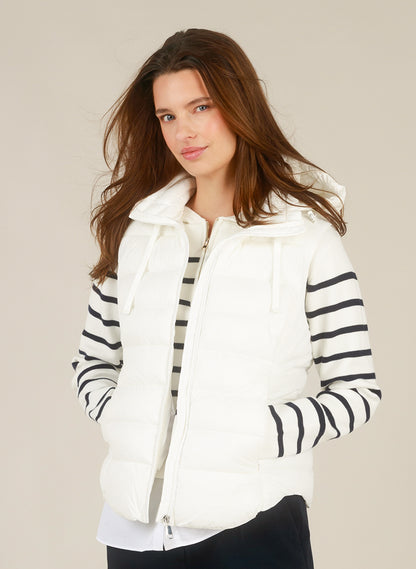 0006236 Padded Hood Casual Gilet White