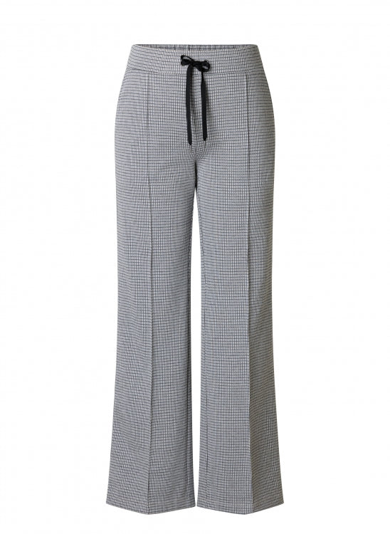 0006258 Check Wide Leg Pull Up Trousers Grey