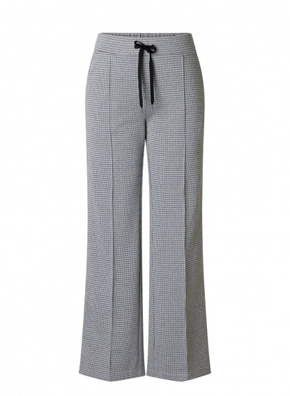 0006258 Check Wide Leg Pull Up Trousers Grey