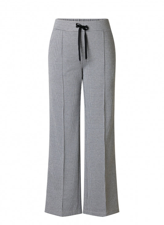 0006258 Check Wide Leg Pull Up Trousers Grey