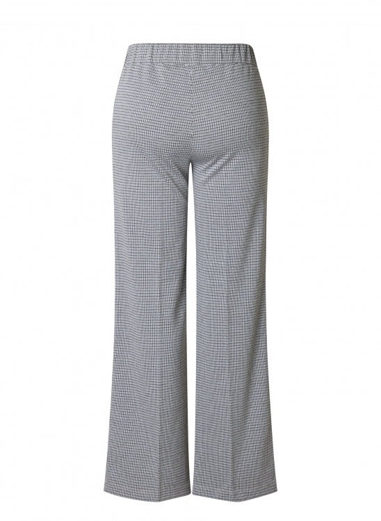 0006258 Check Wide Leg Pull Up Trousers Grey