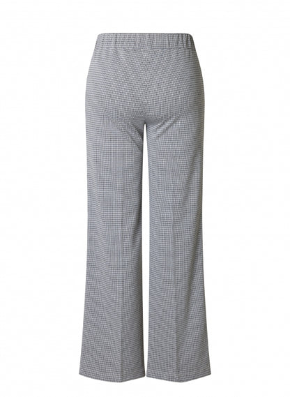 0006258 Check Wide Leg Pull Up Trousers Grey
