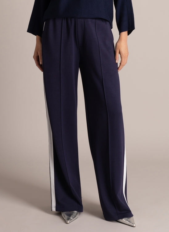 6455 SOFT WIDE LEG TRS WITH WHITE STRIPE BACK POCKET Navy/White